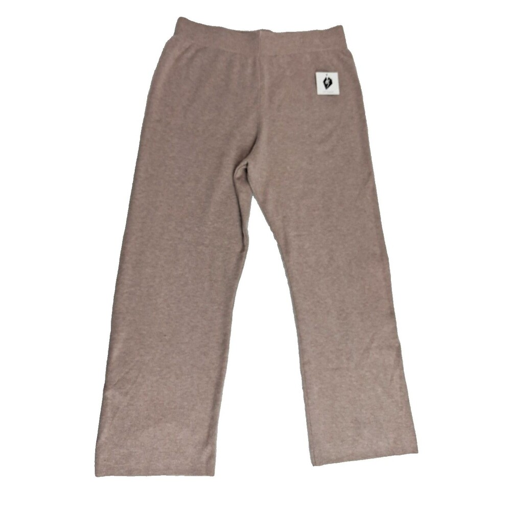 Sioni Women's Beige Comfy Casual High Waist Boot Cut Sweater Pull Up Pants L